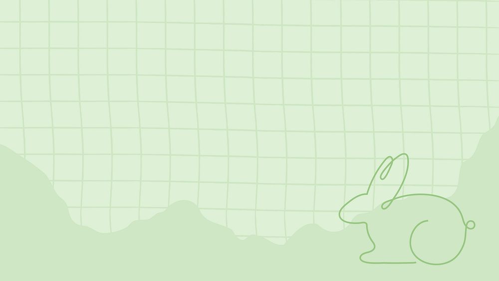 Green computer wallpaper, minimal rabbit background vector