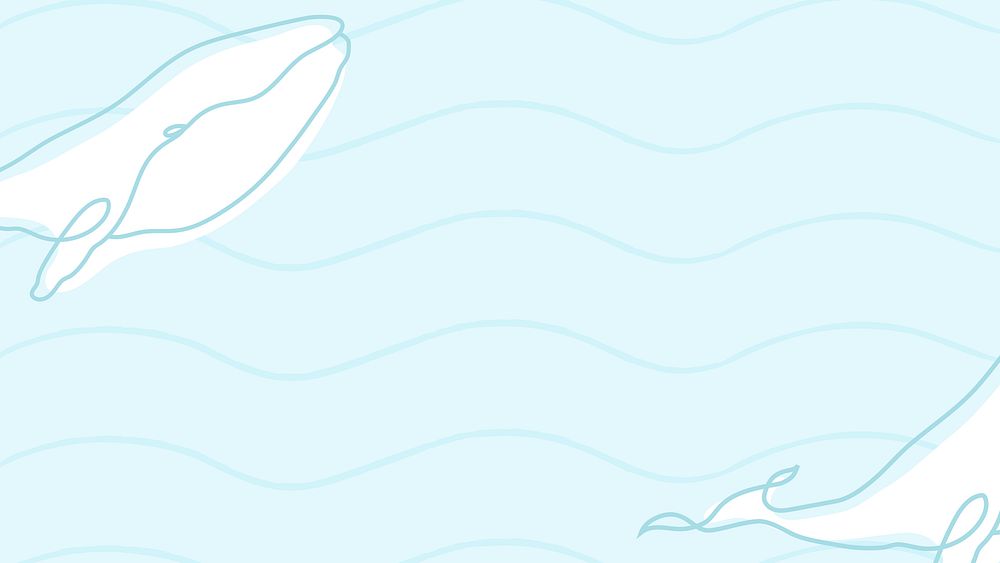 Aesthetic ocean desktop wallpaper, minimal whale background psd