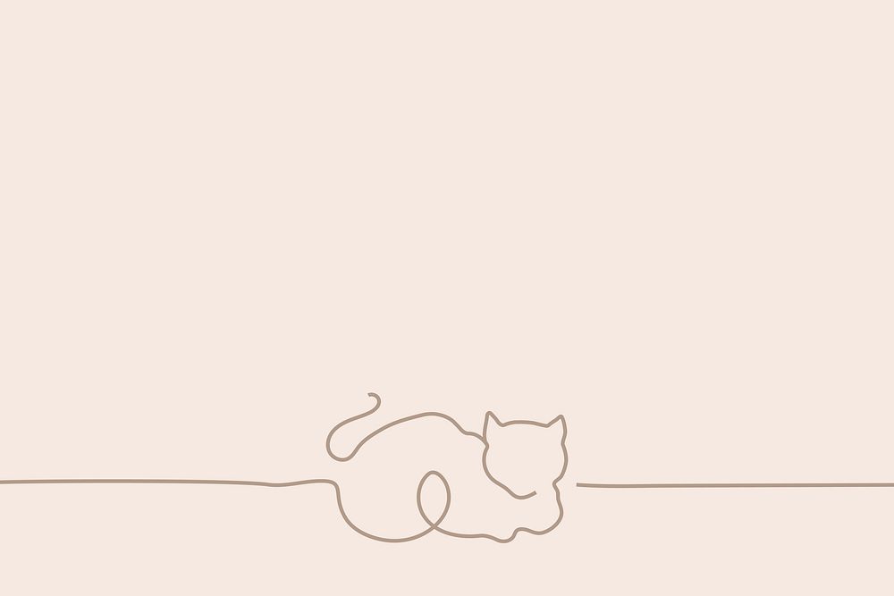 Minimal cat background, line art illustration vector