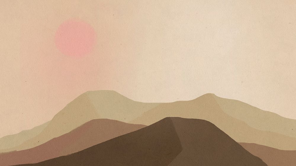 Sunrise over mountain desktop wallpaper, minimal aesthetics