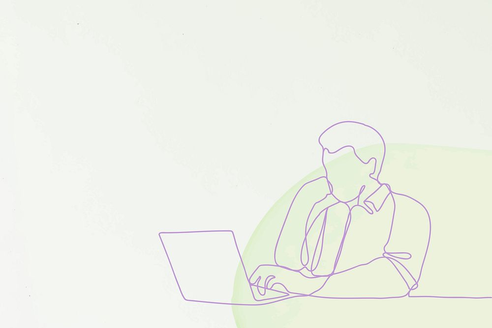 Working from home background, simple line drawing design psd