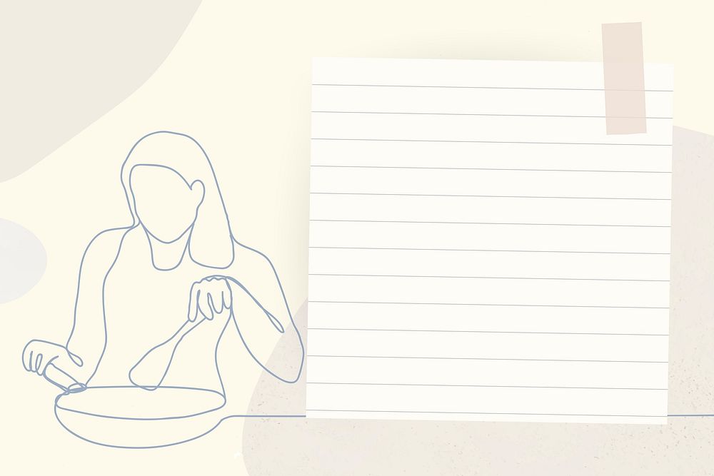 Aesthetic paper note frame background, cute line art illustration, simple design psd