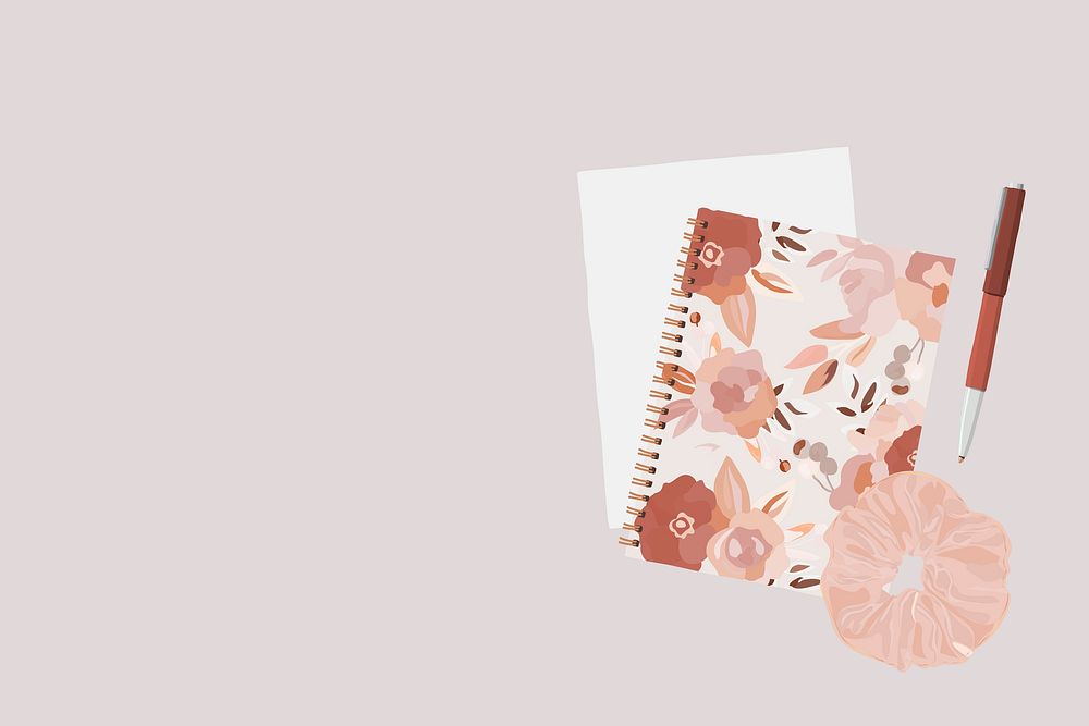 Cute diary background, stationery border in pink feminine design vector