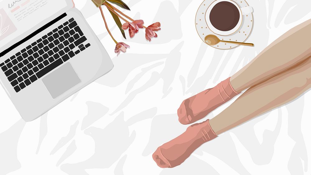 Feminine computer wallpaper, beauty blogger lifestyle illustration vector