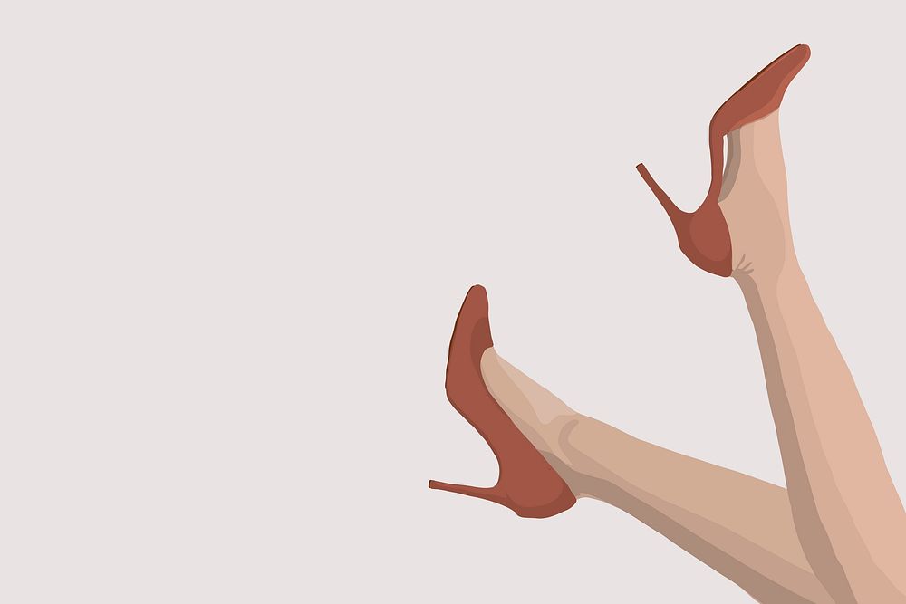 High heels background, aesthetic fashion border, feminine illustration psd