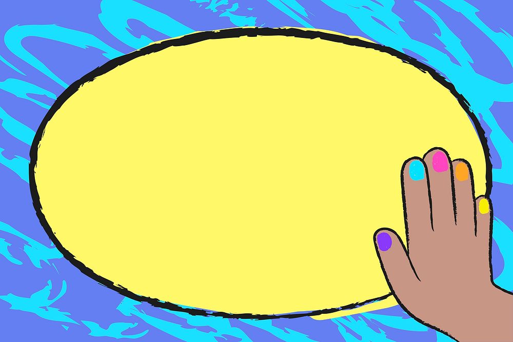 Blue funky frame background, cute hand doodle