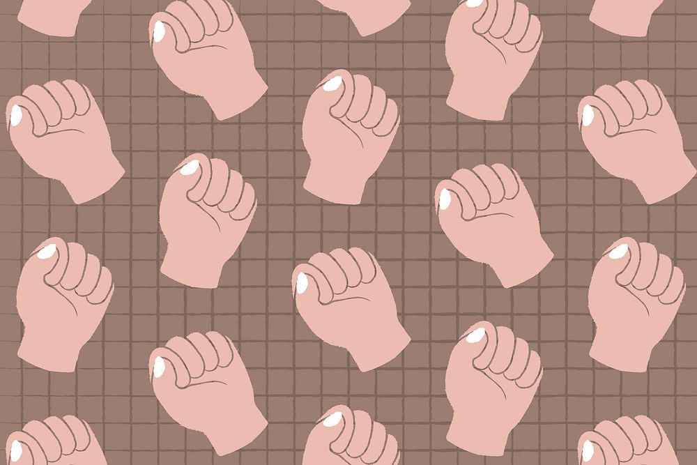 Raised fist background, doodle pattern with empowerment concept vector