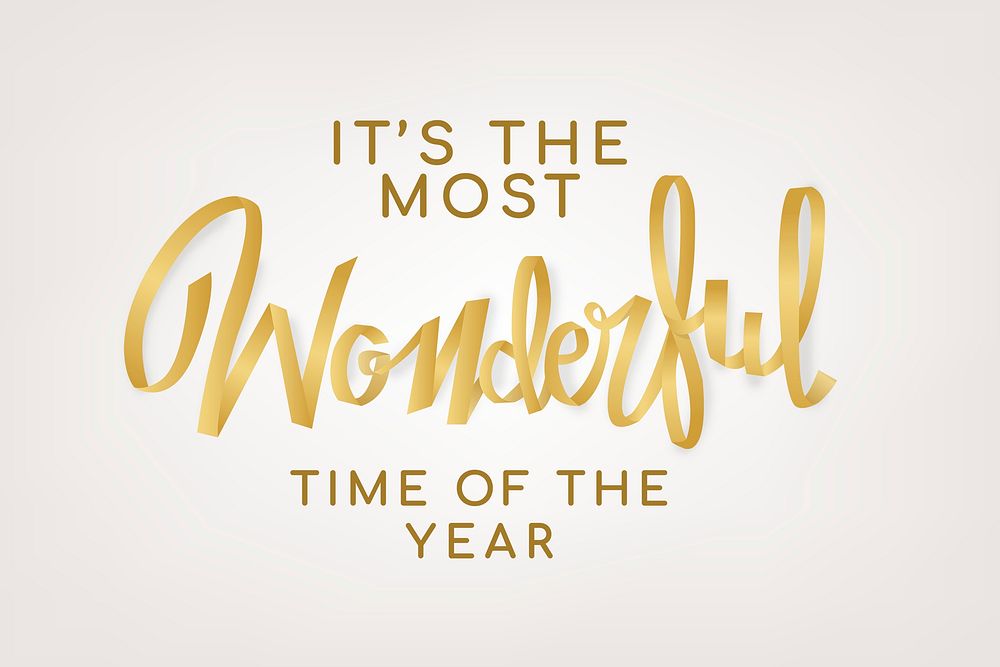Wonderful holiday background psd, gold greeting typography