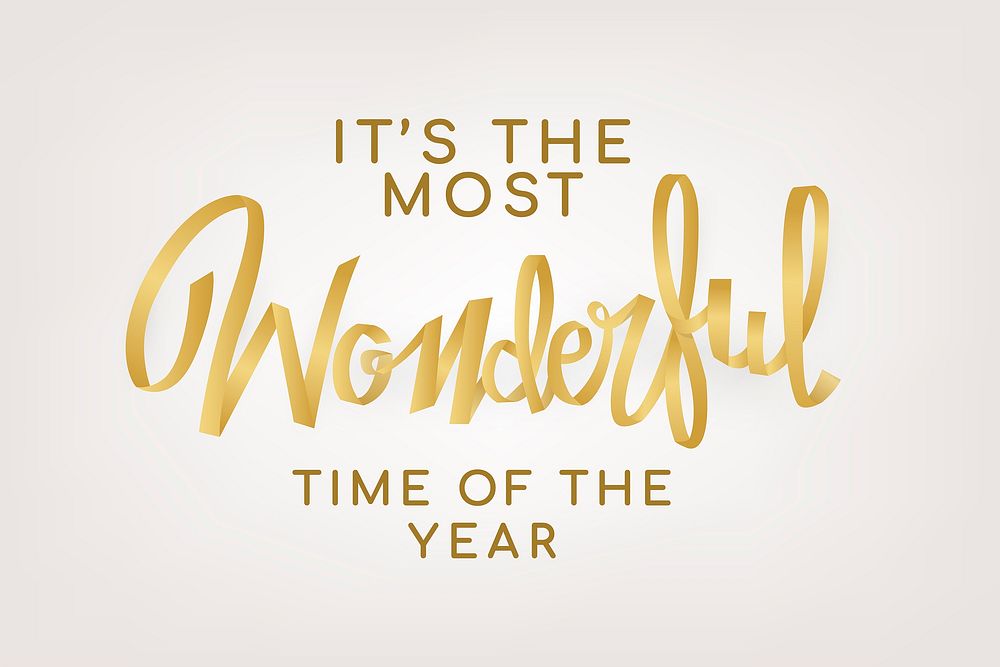 Wonderful holiday background, gold greeting typography vector