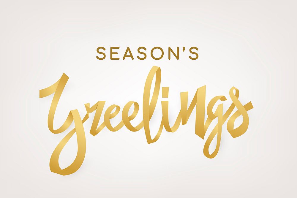 Season's Greetings background, gold holiday typography