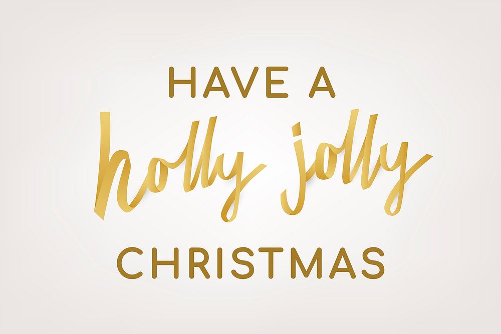 Festive Christmas background, gold holiday greeting typography vector