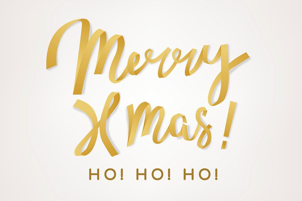 Merry Xmas background psd, gold holiday greeting typography