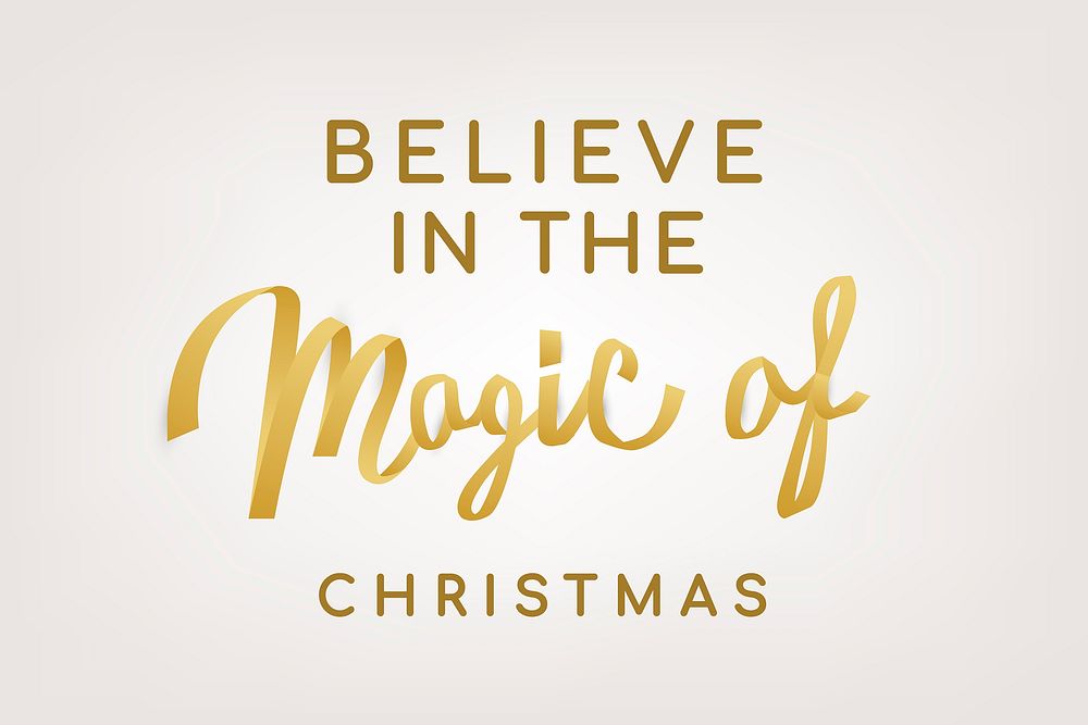 Magical Christmas background, gold holiday greeting typography