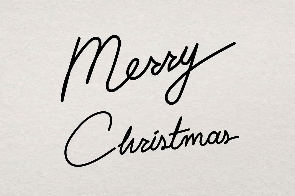 Calligraphy Merry Christmas background, minimal ink typography vector