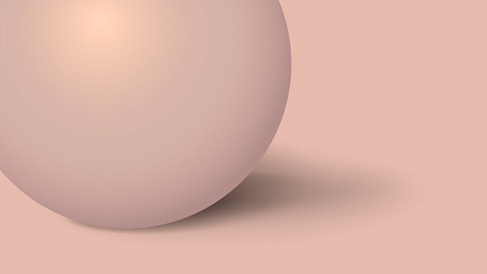 Rose gold 3D computer wallpaper, sphere shape in pastel design vector