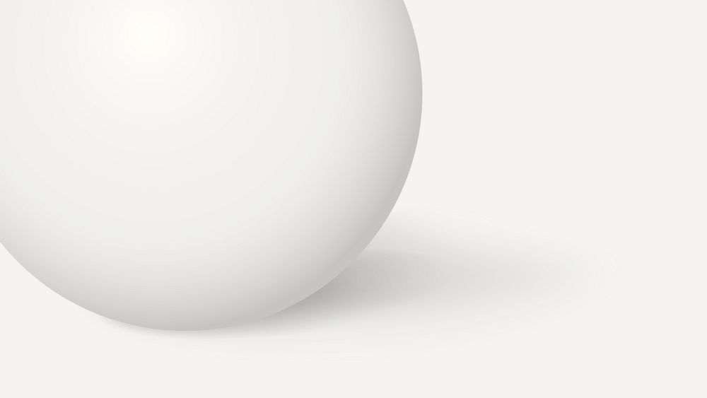 3D sphere HD wallpaper, white minimal geometric shape vector