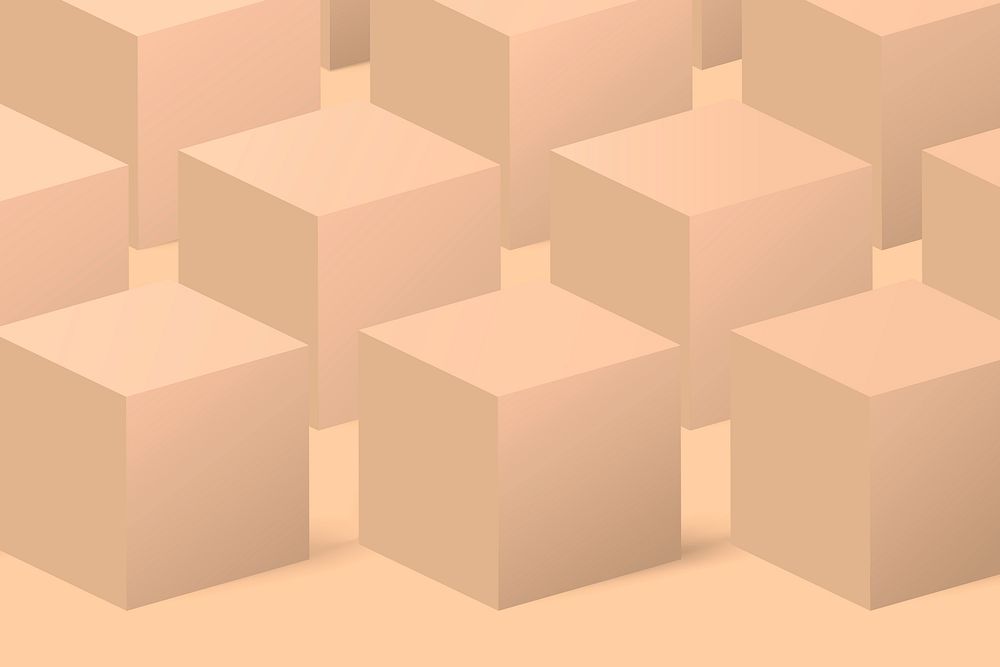 Cream cube pattern background, 3D geometric shape