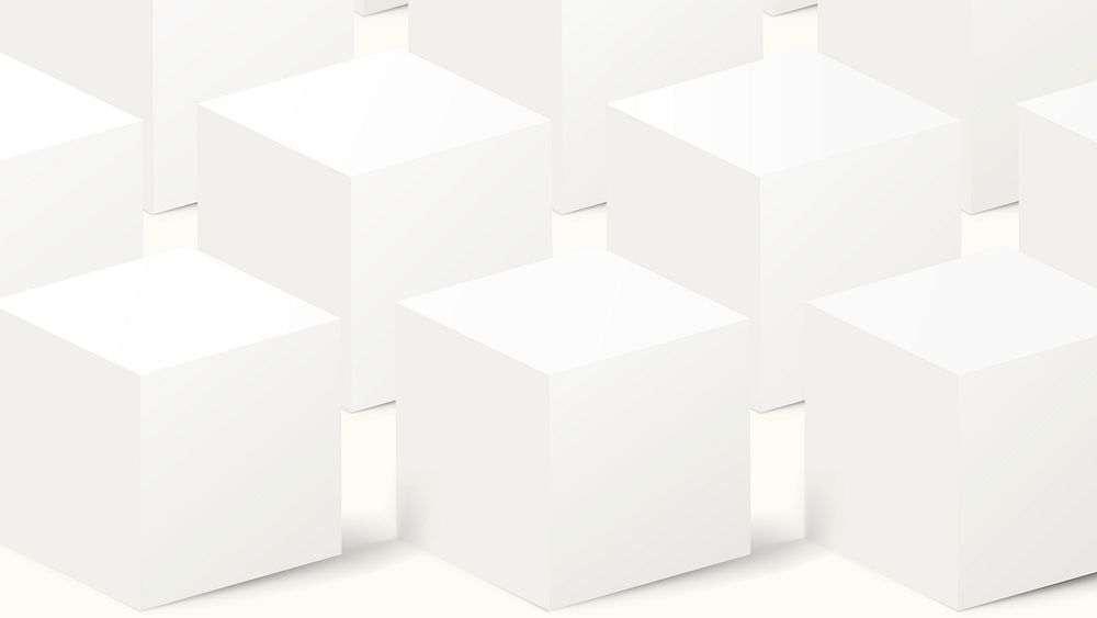 3D cube pattern computer wallpaper, white geometric shape vector