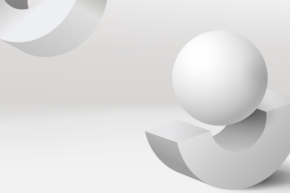 Geometric minimal background, 3D rendered shape in white vector