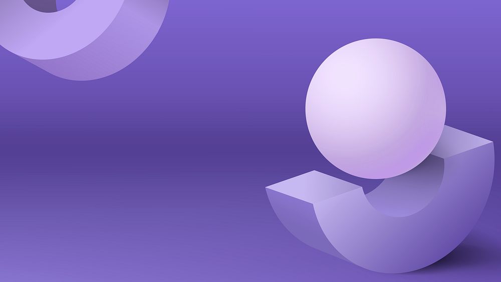 Purple abstract desktop wallpaper, geometric shape in 3D