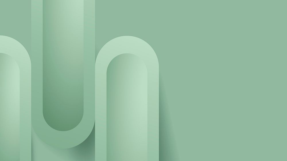 Green abstract desktop wallpaper, geometric shape in 3D vector