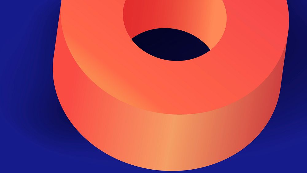 Abstract modern computer wallpaper, orange geometric circular shape in 3D vector