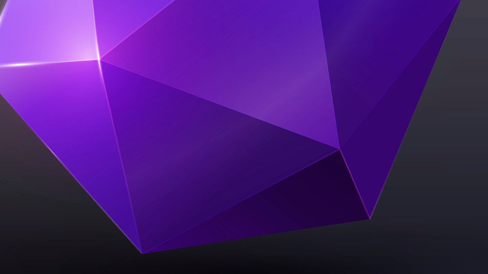 Purple 3D prism desktop wallpaper, shiny rendered shape vector