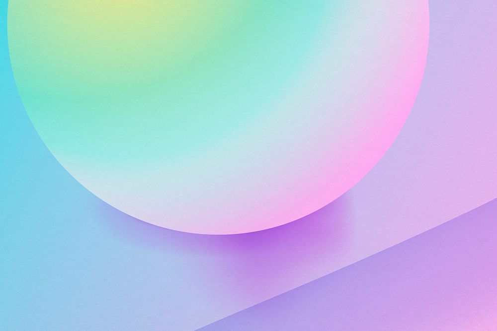 Holographic pastel background, rainbow 3D rendered sphere