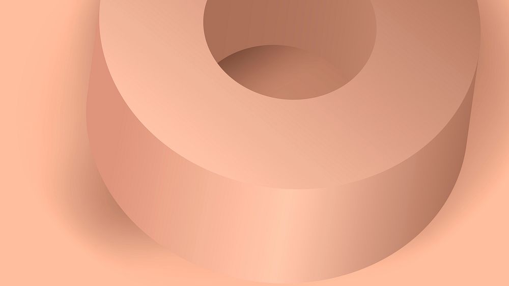 Copper aesthetic computer wallpaper, geometric circular shape in 3D vector
