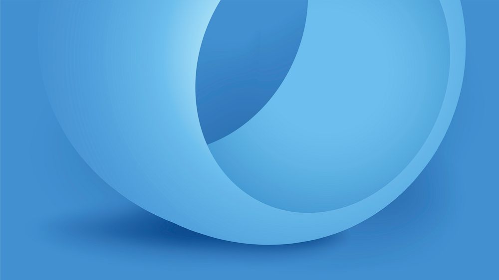 Blue aesthetic desktop wallpaper, geometric circular shape in 3D vector