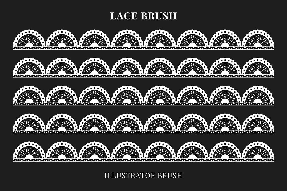 Aesthetic lace pattern brush, white vintage fabric border vector, compatible with AI