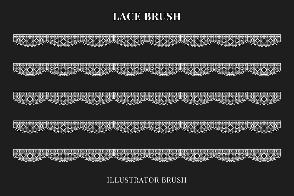 Aesthetic lace pattern brush, white vintage fabric border vector, compatible with AI