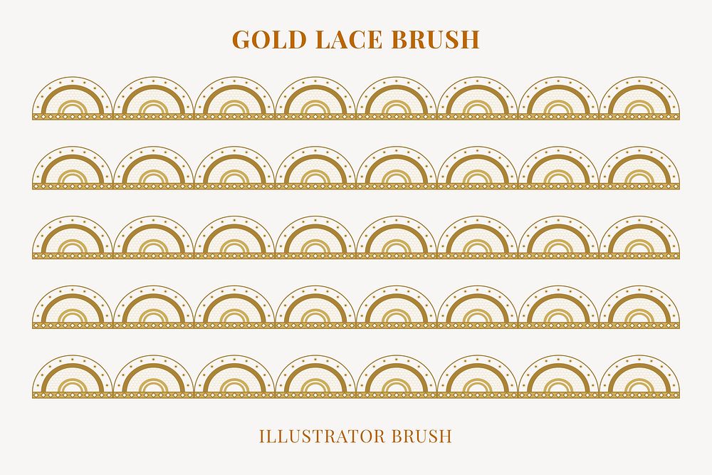 Vintage lace pattern brush, gold feminine crochet border vector, compatible with AI