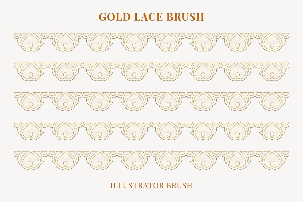 Lace heart pattern brush, gold feminine border vector, compatible with AI