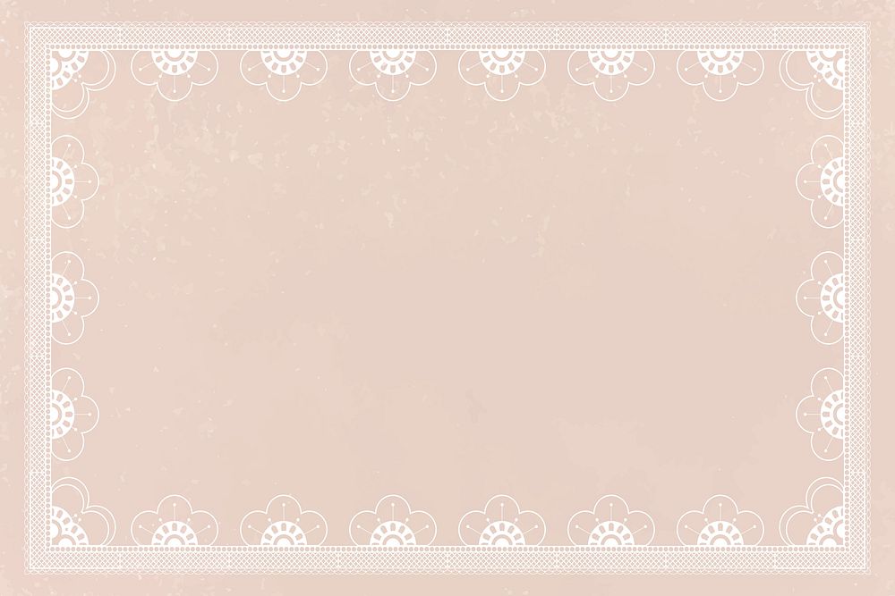 Beige frame background, classic lace floral design vector