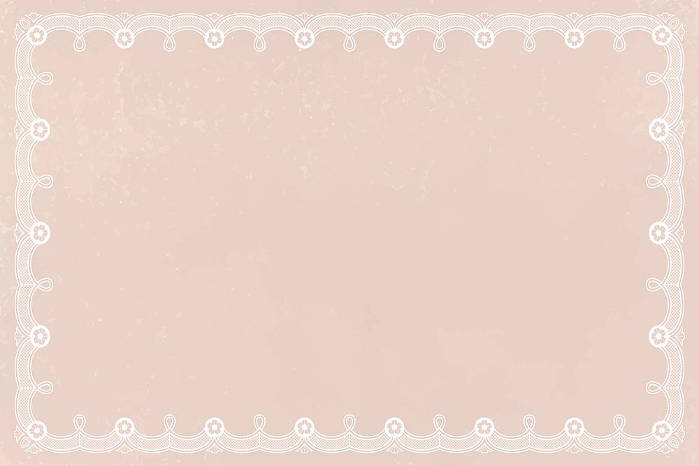 Floral lace frame background, beige crochet design vector