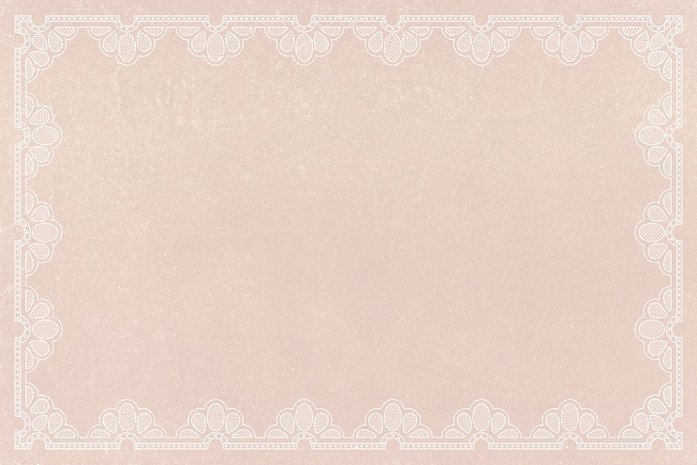 Floral lace frame background, beige crochet design psd