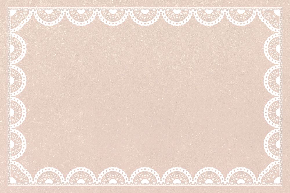 Lace crochet frame background, beige feminine design