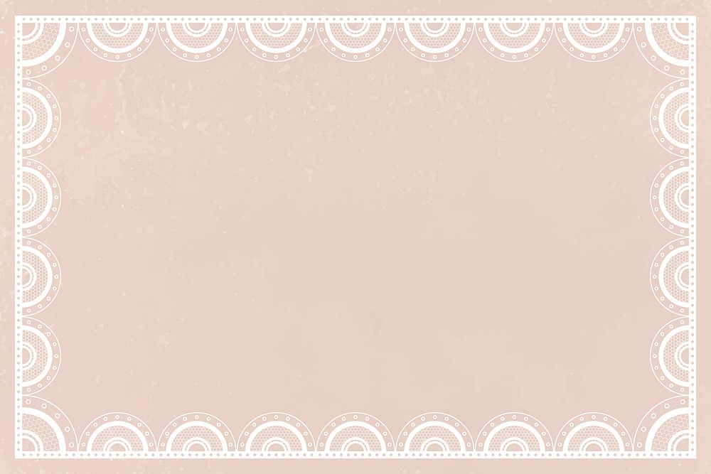 Lace frame background, cream vintage fabric design vector