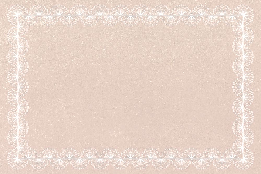 Floral lace frame background, beige crochet design psd