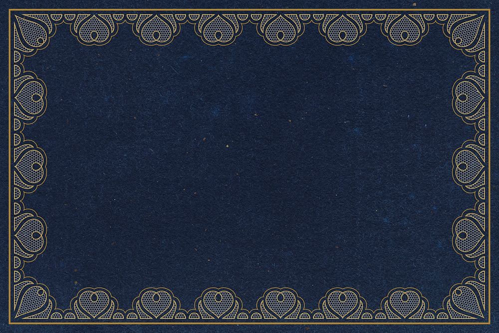 Heart lace frame, circle shape on dark blue background