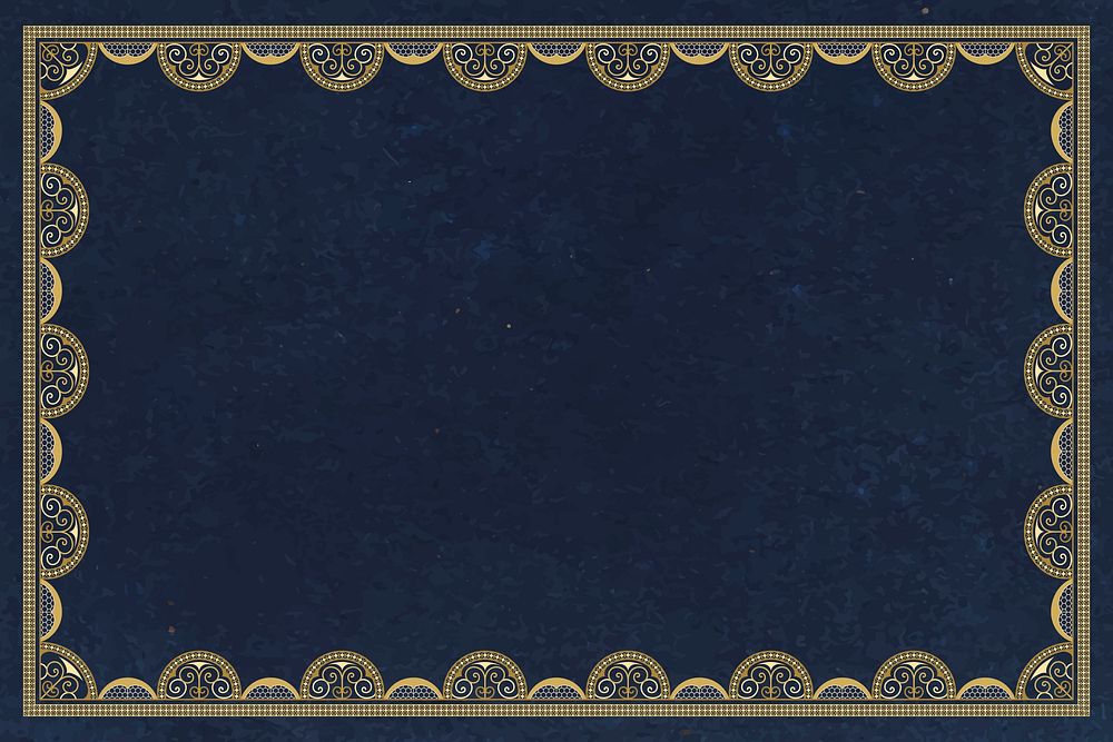 Elegant lace frame background, navy blue crochet design vector