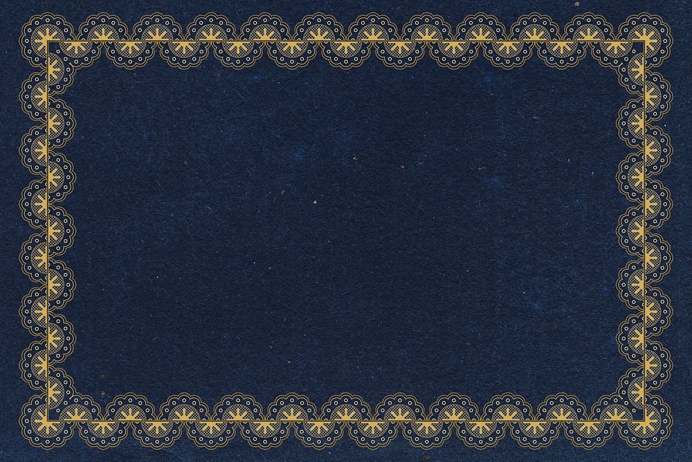 Blue frame background, classic floral lace design