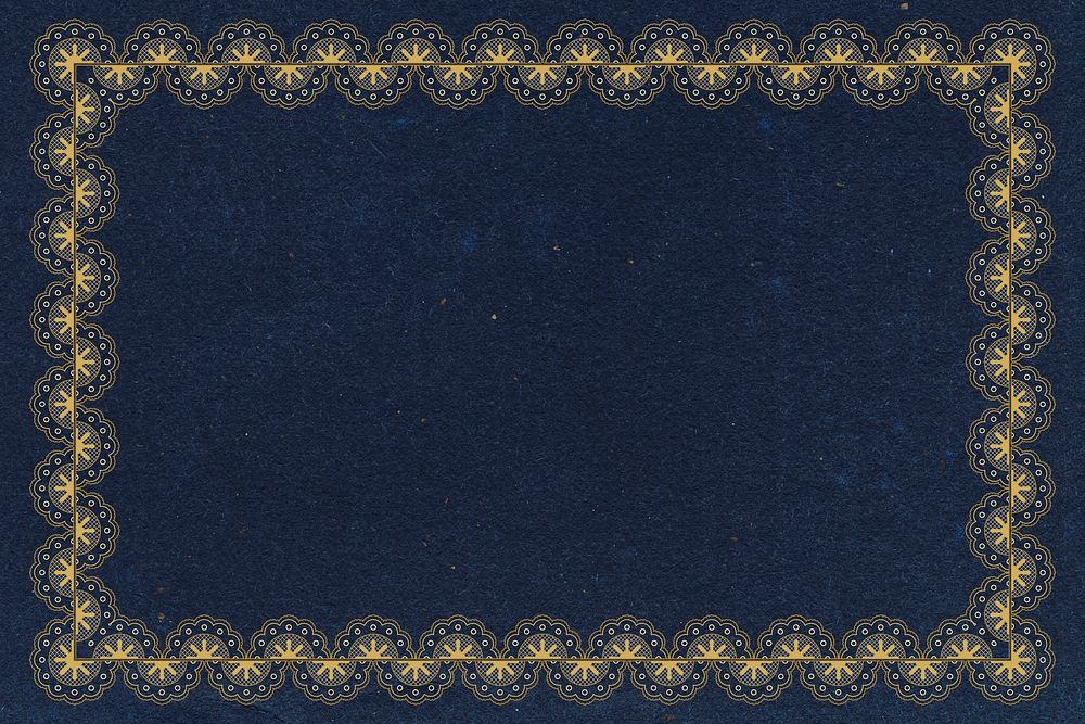Blue frame background, classic floral lace design psd