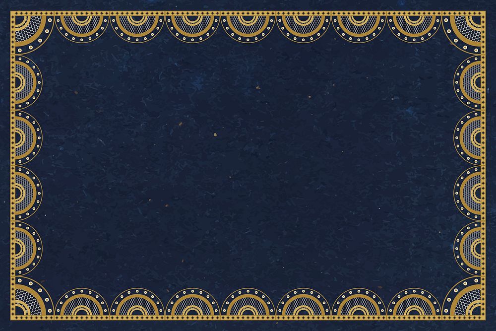 Elegant lace frame background, navy blue crochet design vector