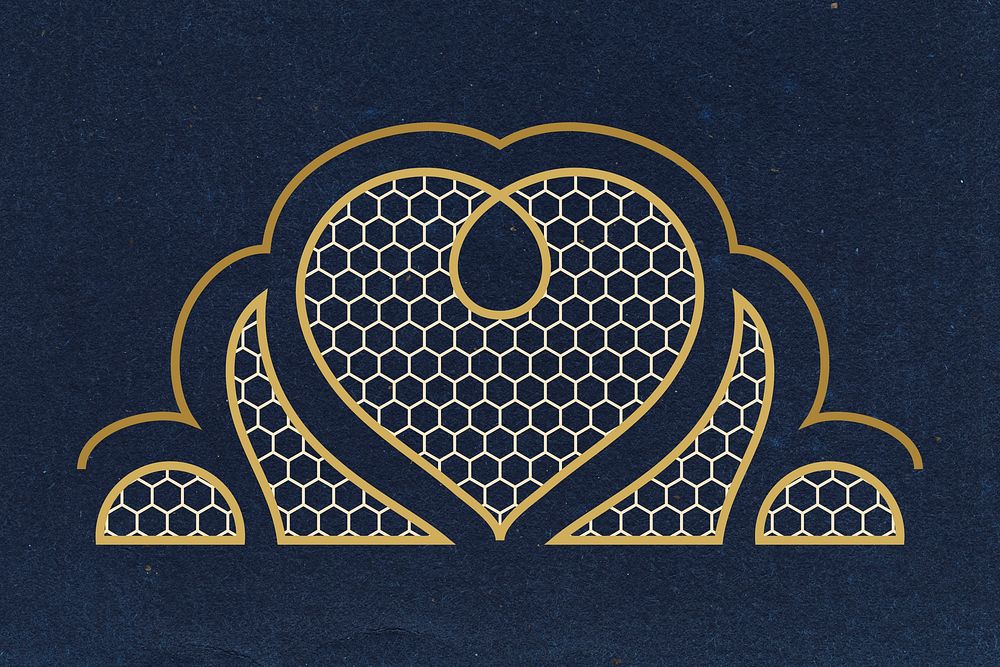 Lace heart clipart, gold vintage design
