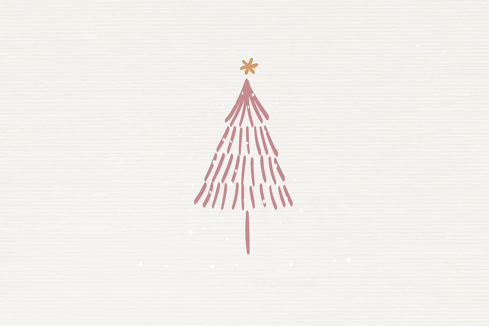 Christmas tree background, beige winter doodle psd