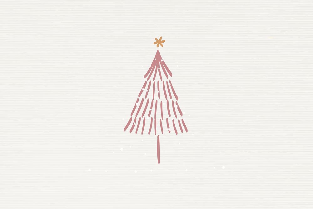 Christmas tree background, beige winter doodle vector