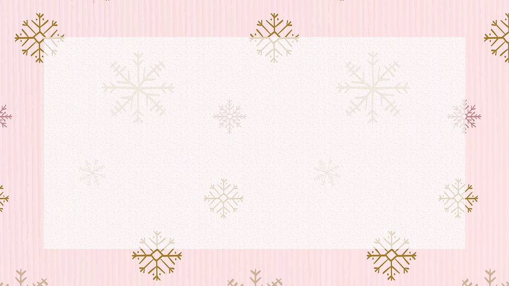 Snowflake frame desktop wallpaper, Christmas winter doodle in pink vector