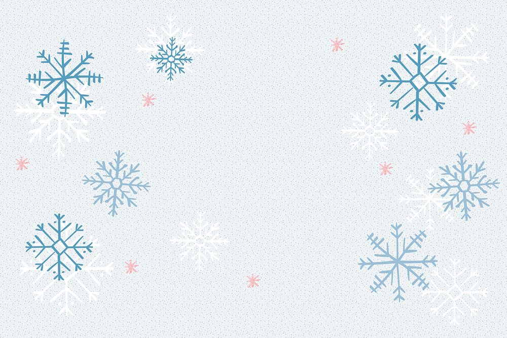 Blue snowflake background, Christmas winter doodle